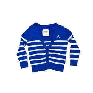 Y2K Abercrombie & Fitch Blue & White Stripe Cardigan – Small, 2010s Preppy